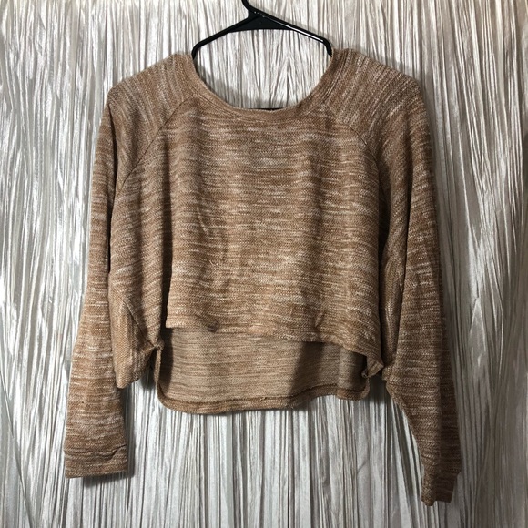Sweaters - **SOLD** Cropped long sleeve taupe sweater